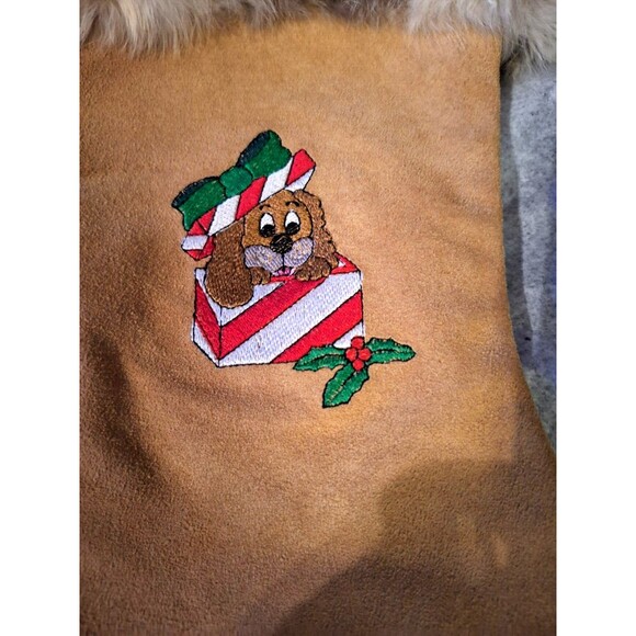 HAPPY HOLIDAYS CHRISTMAS STOCKING‎ WITH FUR LINING-14”-NEW 2 Stockings - Picture 4 of 11